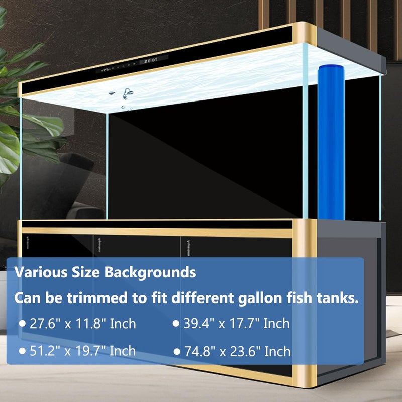 XCNO Aquarium Background Static Cling Black Fish Tank Background Wallpaper Fish Tank Backdrop Vinyl Aquarium Poster Background 39 x 18 in - Image 2